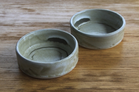 large stone pet food bowls